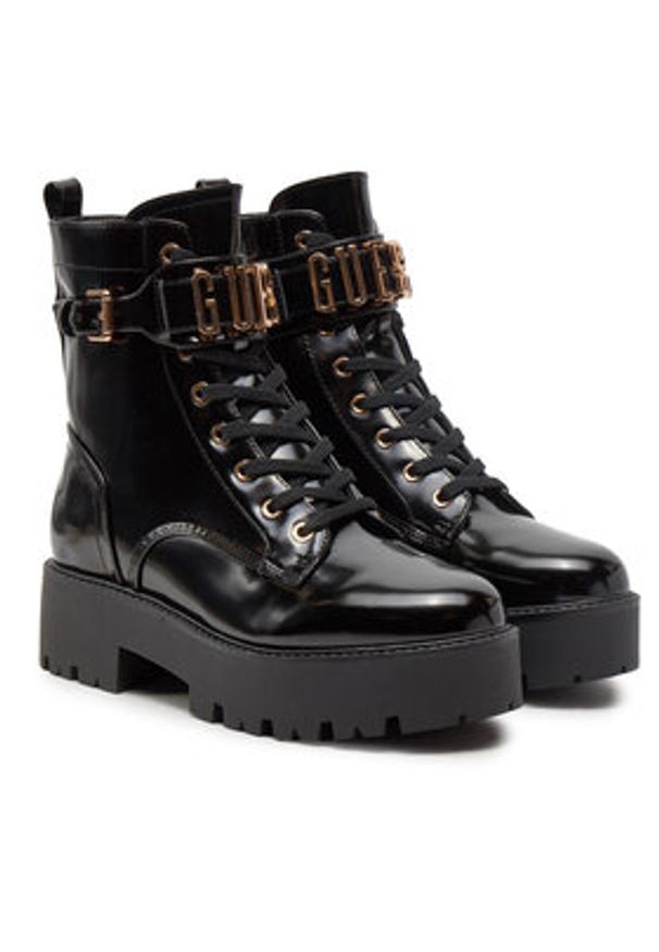 Guess Botki Vaires FLTSOM PAT10 Czarny. Kolor: czarny. Materiał: skóra