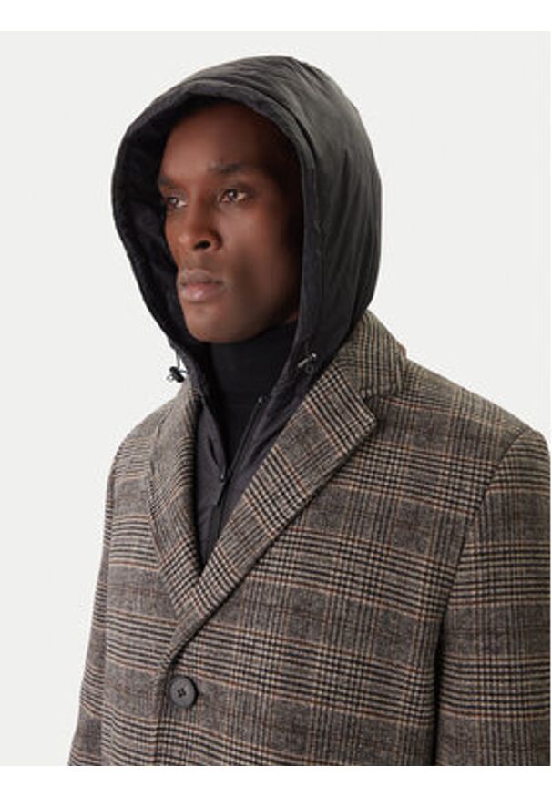 Karl Lagerfeld - KARL LAGERFELD Płaszcz wełniany 455733 554755 Szary Regular Fit. Typ kołnierza: dekolt w karo. Kolor: szary. Materiał: wełna, syntetyk