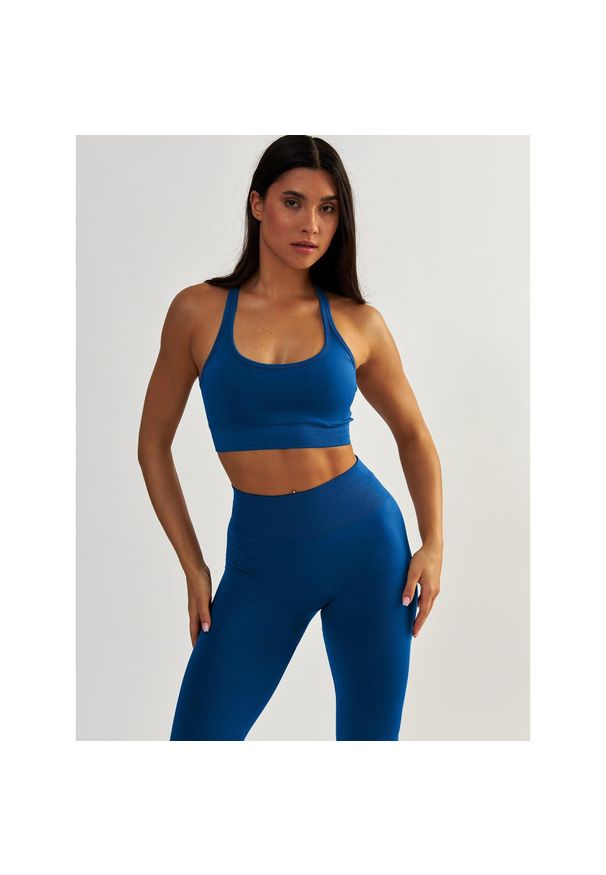 BESHAPED - Stanik Fitness BeShaped Gym Queen Bezszwowy. Kolor: niebieski. Materiał: nylon. Sport: fitness