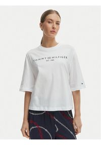 TOMMY HILFIGER - Tommy Hilfiger T-Shirt WW0WW47811 Biały Relaxed Fit. Kolor: biały. Materiał: bawełna #1