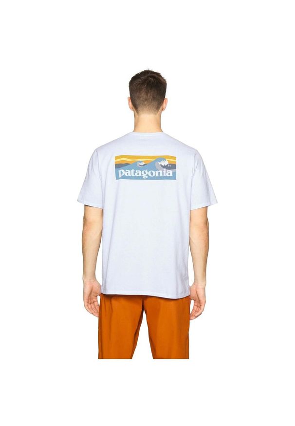 Koszulka męska Patagonia Boardshort Logo Pocket Responsibili. Kolor: biały. Sport: turystyka piesza