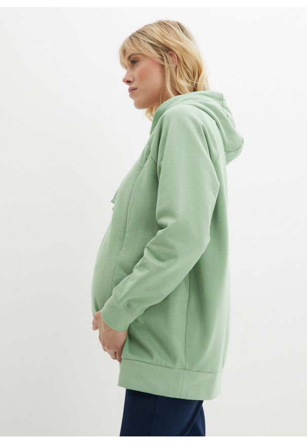 bonprix - Bluza ciążowa i do karmienia piersią, z bawełny organicznej. Kolekcja: moda ciążowa. Kolor: zielony. Materiał: bawełna