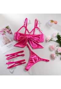 Intica - Komplet bielizny z kokardą regulowane ramiączka elegancki styl Radenka. Kolor: różowy. Materiał: materiał