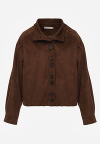 Born2be - Brązowa Kurtka w Stylu Bomberki z Ozdobnymi Guzikami Polimi. Okazja: na co dzień. Kolor: brązowy. Materiał: jeans. Styl: casual #6
