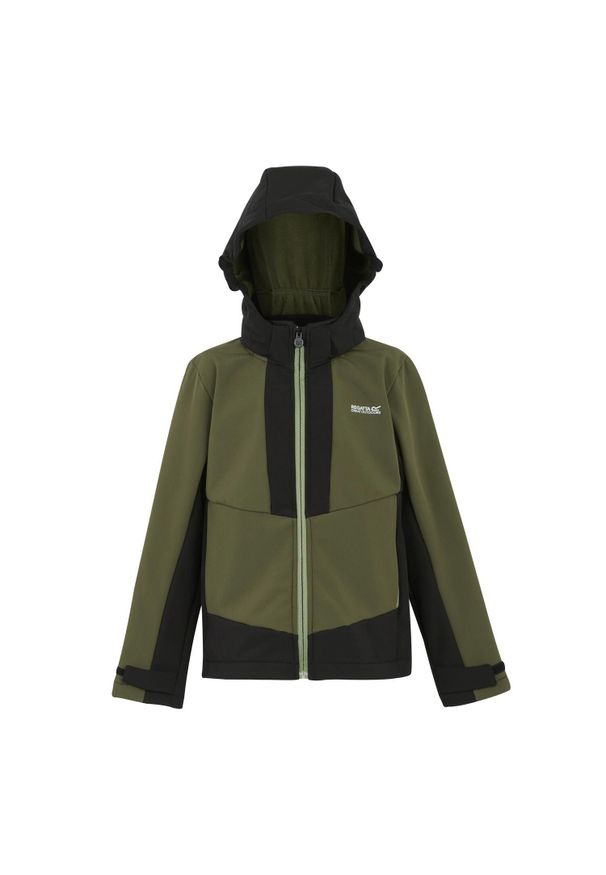 Regatta - Kurtka Softshellowa Dziecięca Wodoodporność Haydenbury. Kolor: czarny, zielony, wielokolorowy