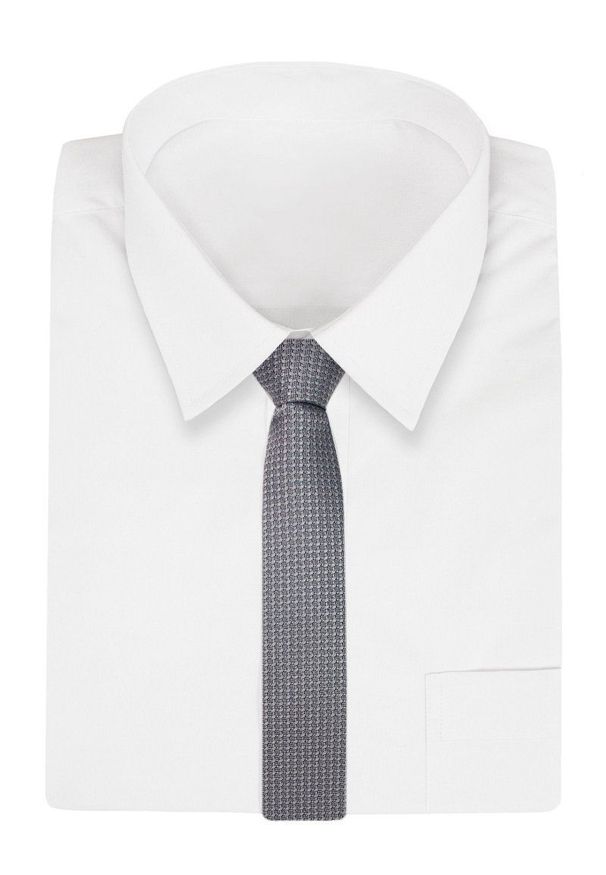 Alties - Szary Elegancki, Męski Krawat -ALTIES- 7cm, Stylowy, Klasyczny, Jednokolorowy, w Drobny Wzór. Kolor: szary. Materiał: tkanina. Styl: klasyczny, elegancki