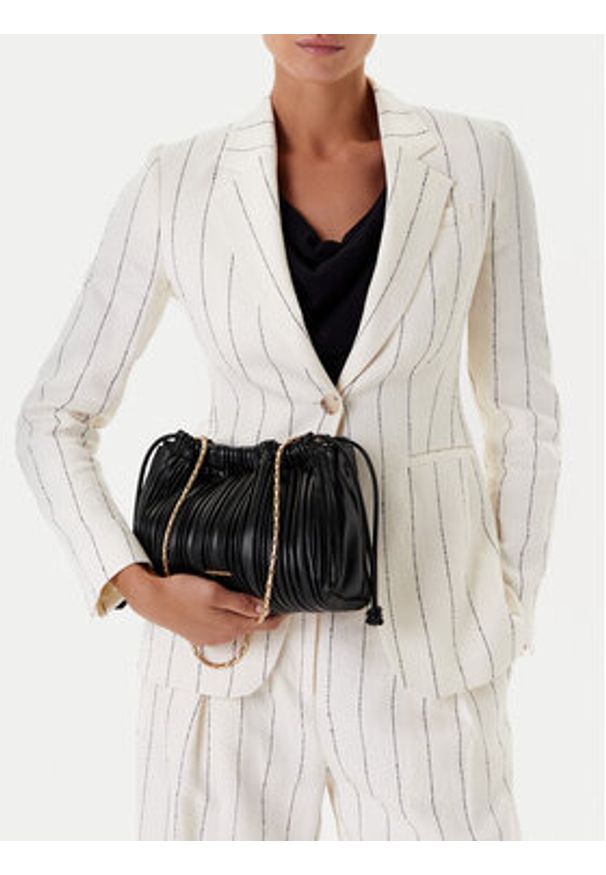 Calvin Klein Torebka Drawstring Plisse Crossbody LV04F3076G Czarny. Kolor: czarny. Materiał: skórzane