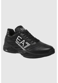 EA7 Emporio Armani - EA7 Czarne sneakersy męskie z białym logo. Kolor: czarny #1