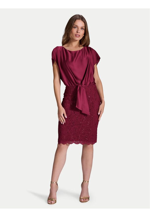 Swing Sukienka koktajlowa 5AI10900 Bordowy Regular Fit. Kolor: czerwony. Materiał: syntetyk. Styl: wizytowy