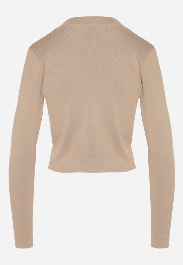 Born2be - Beżowy Kardigan Patli. Kolor: beżowy. Długość rękawa: długi rękaw. Długość: długie. Styl: retro, elegancki