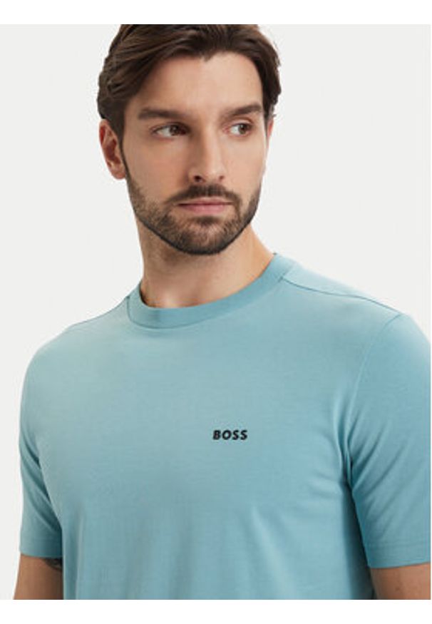 BOSS T-Shirt Tee 50506373 Turkusowy Regular Fit. Kolor: turkusowy. Materiał: bawełna