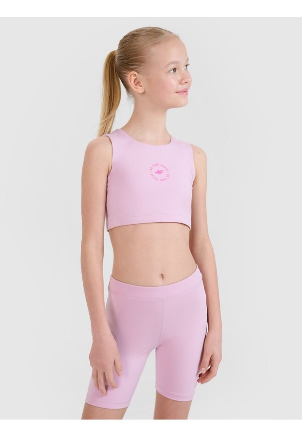 4f - 4F Biustonosz sportowy szybkoschnący dziewczęcy - różowy 158/164 (12-14 lat). Kolor: różowy. Sezon: lato. Styl: sportowy