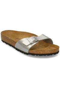 Klapki damskie Birkenstock Madrid. Kolor: szary, niebieski. Materiał: skóra, materiał