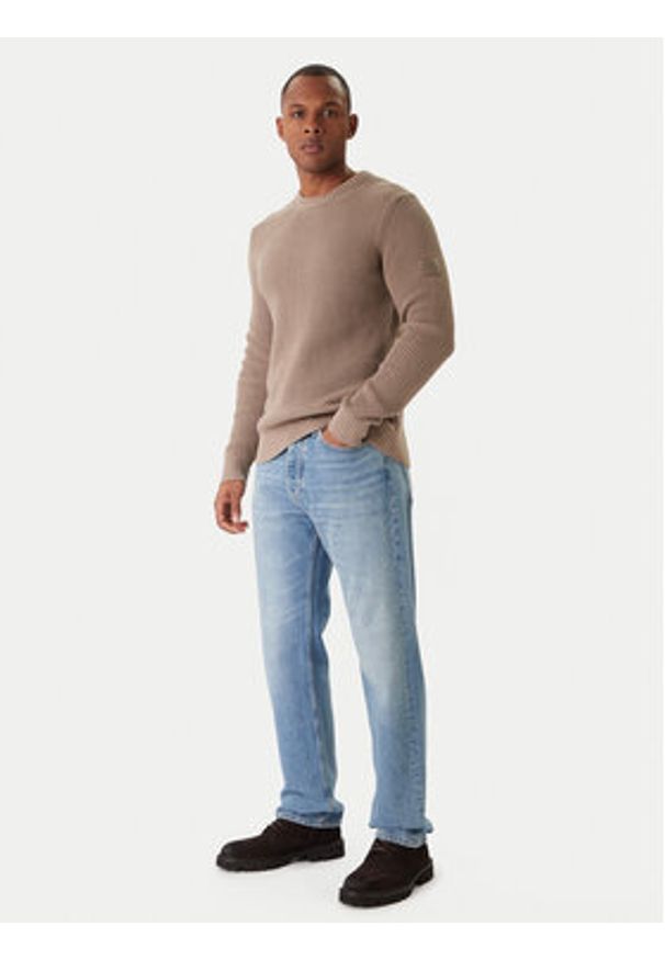 JOOP! Jeans Sweter Harono 30047662 Beżowy Modern Fit. Kolor: beżowy. Materiał: bawełna