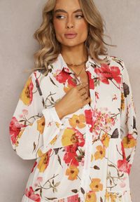 Renee - Biała Sukienka Klymano. Kolor: biały. Długość rękawa: długi rękaw. Wzór: gładki, kwiaty. Typ sukienki: koszulowe. Długość: maxi