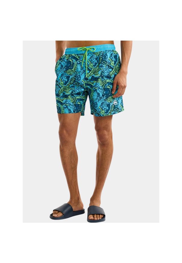 Kąpielówki męskie Nautica Blackwater 6". Kolor: wielokolorowy, niebieski, zielony. Styl: sportowy