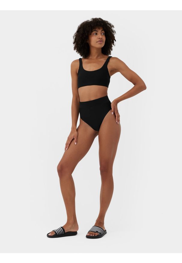 4f - 4F Dół od bikini z materiałów z recyklingu damski S. Kolor: czarny. Materiał: materiał