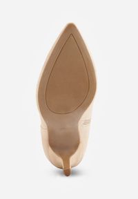 Renee - Jasnobeżowe Botki na Szpilce ze Szpiczastym Noskiem Yegene. Okazja: na co dzień. Nosek buta: szpiczasty. Kolor: beżowy. Materiał: jeans. Obcas: na szpilce. Styl: casual, glamour, wizytowy #9