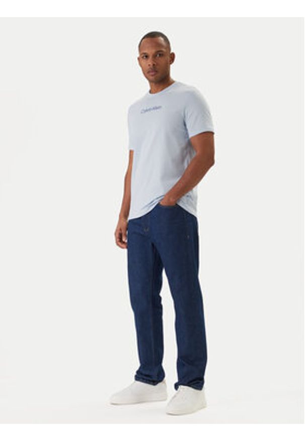 Calvin Klein T-Shirt Logo 30s LV04LD230G Błękitny Regular Fit. Kolor: niebieski. Materiał: bawełna