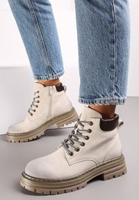 Born2be - Beżowe Traperki z Lekkim Ociepleniem Malak. Kolor: beżowy #5