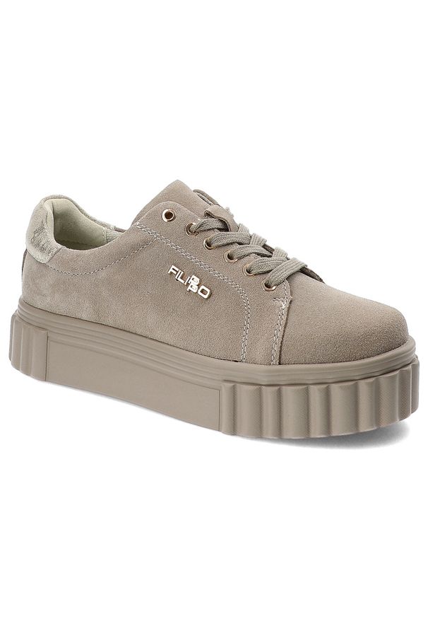 Beżowe Sneakersy Filippo Sportowe Obuwie Damskie. Zapięcie: sznurówki. Kolor: beżowy. Materiał: guma, zamsz