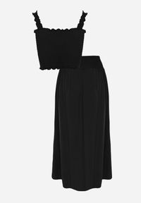 Renee - Czarny 2-częściowy Bawełniany Komplet z Długą Spódnicą i Elastycznym Topem Diomastis. Kolor: czarny. Materiał: bawełna. Wzór: gładki #8