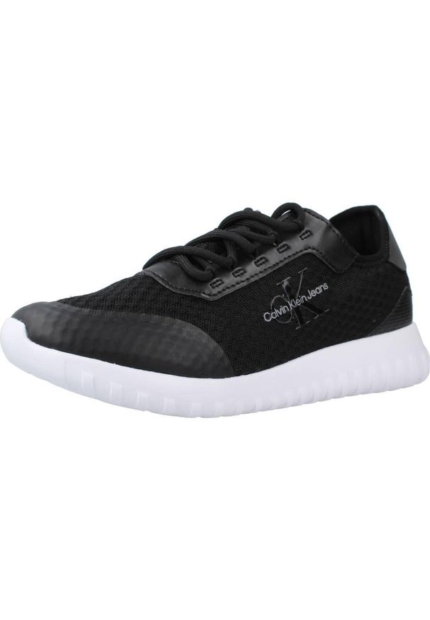 Tenisówki Calvin Klein Model Eva Runner Monologo W Kolor Czarny. Kolor: czarny. Materiał: tkanina