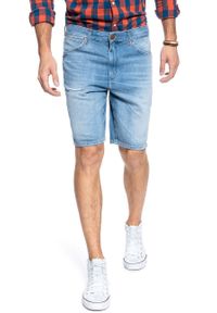 Wrangler - MĘSKIE SZORTY JEANSOWE WRANGLER 5 PKT SHORT RAVE CAVE W14CQ380S 112126614. Materiał: jeans