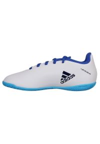 Adidas - Buty piłkarskie adidas X Speedflow.4 In Jr GW7527 białe białe. Zapięcie: sznurówki. Kolor: biały. Materiał: syntetyk. Szerokość cholewki: normalna. Sezon: lato. Sport: piłka nożna