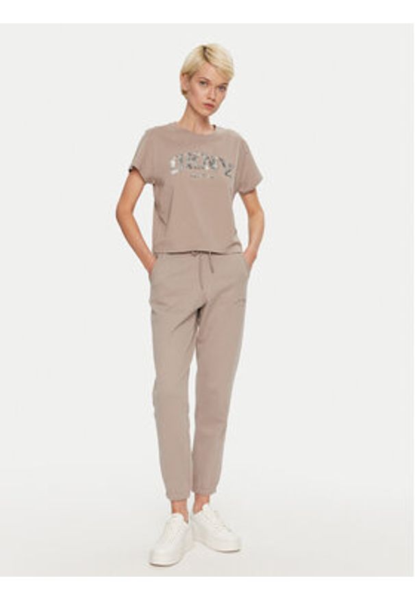 DKNY Sport T-Shirt DP4T9991 Beżowy Relaxed Fit. Kolor: beżowy. Materiał: bawełna. Styl: sportowy