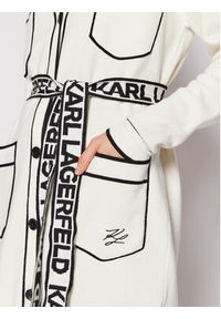 Karl Lagerfeld - KARL LAGERFELD Kardigan 221W2003 Beżowy Relaxed Fit. Typ kołnierza: dekolt w karo. Kolor: beżowy. Materiał: bawełna #5