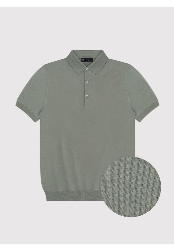 Pako Lorente - PAKO LORENTE – Zielony t-shirt polo. Okazja: na co dzień. Typ kołnierza: polo. Kolor: biały, zielony. Materiał: wiskoza, poliester. Styl: elegancki, casual