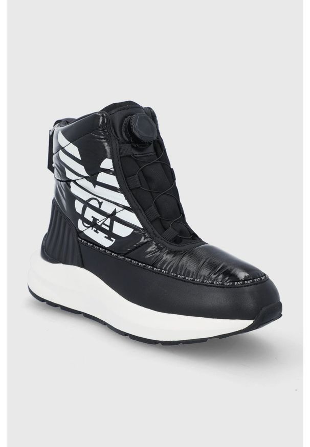 EA7 Emporio Armani Śniegowce kolor czarny. Kolor: czarny. Materiał: guma. Obcas: na platformie