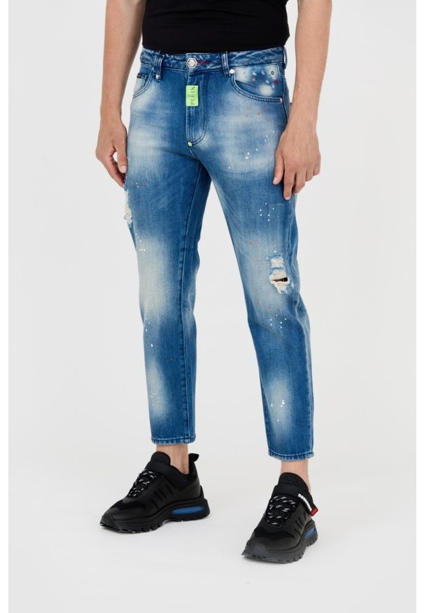 Philipp Plein - PHILIPP PLEIN Niebieskie męskie jeansy detroit. Kolor: niebieski