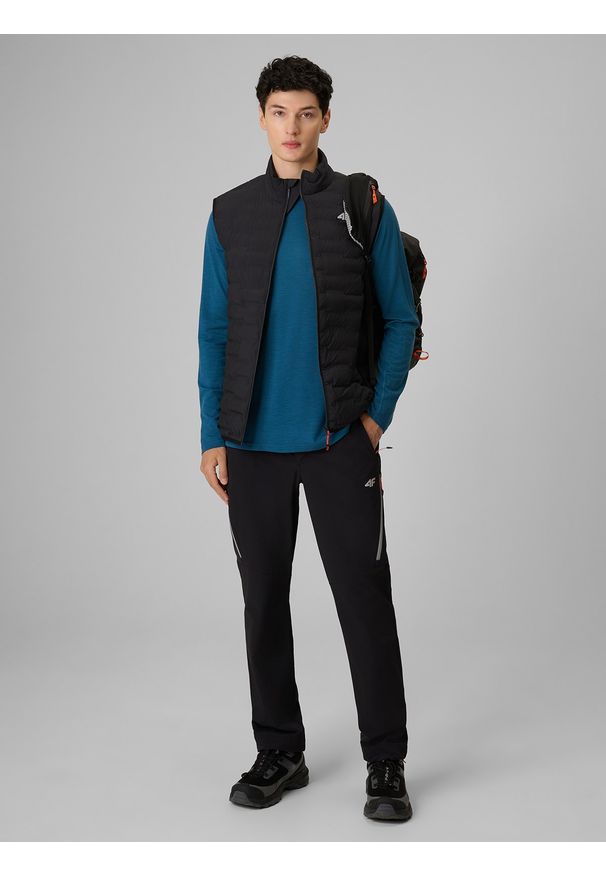 4f - 4F Longsleeve trekkingowy szybkoschnący z wełną merino męski - turkusowy L. Kolor: turkusowy. Materiał: wełna. Długość rękawa: długi rękaw. Długość: długie. Sport: turystyka piesza