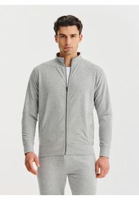 Pako Lorente - PAKO LORENTE - Szara bluza dresowa na suwak. Kolor: szary. Materiał: dresówka. Wzór: gładki #1