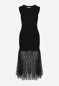 Renee - Czarna Sukienka Koktajlowa Bodycon z Wiskozą i Koronką na Dole Nedira. Kolor: czarny. Materiał: wiskoza, koronka. Wzór: koronka. Typ sukienki: bodycon. Styl: wizytowy #2