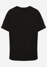 Born2be - Czarny T-shirt Oversize z Bawełny Zdobiony Kokardą z Cekinów Tenesela. Okazja: na co dzień. Typ kołnierza: kokarda. Kolor: czarny. Materiał: bawełna. Wzór: aplikacja. Styl: casual #3
