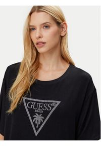 Guess T-Shirt E4GI00 K68D2 Czarny Regular Fit. Kolor: czarny. Materiał: wiskoza