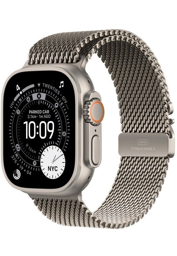 APPLE - Smartwatch Apple Watch Ultra 3 GPS + Cellular 49mm Natural Titanium / Titanium Milanese Loop M Szary (MEWY4QI/A). Rodzaj zegarka: smartwatch. Kolor: szary