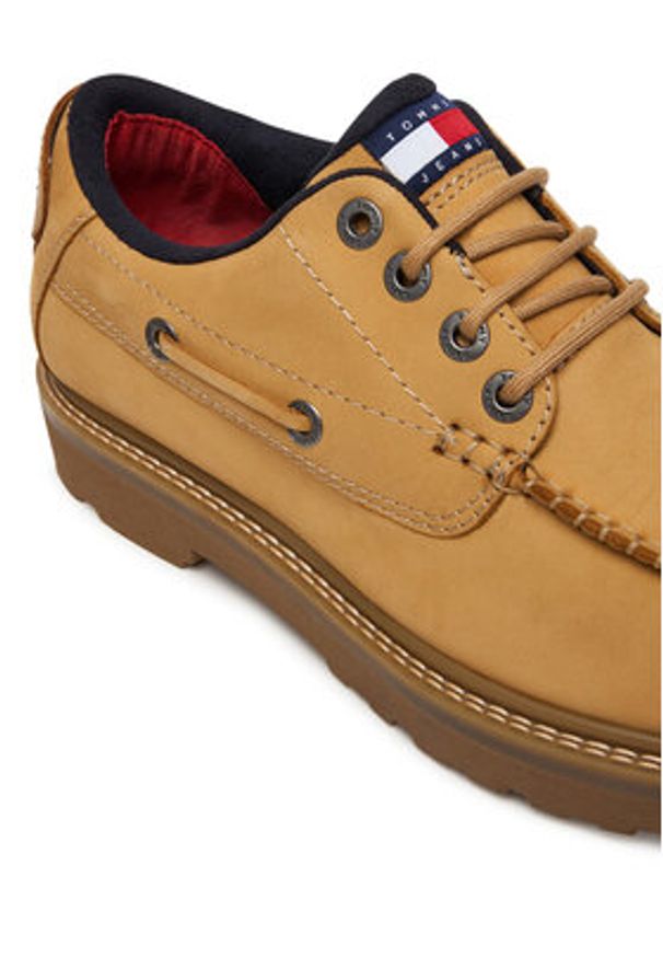 Tommy Jeans Półbuty Archive '01 Boat Shoe EM0EM01703 Żółty. Kolor: żółty. Materiał: skóra