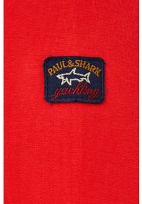 PAUL & SHARK - Paul&Shark bluza męska kolor czerwony z kapturem z nadrukiem. Typ kołnierza: kaptur. Kolor: czerwony. Materiał: bawełna. Wzór: nadruk #5