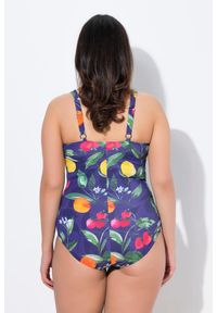 ULLA POPKEN - Damski Kostium kąpielowy owoce miękkie miseczki sznurowanie. Kolekcja: plus size. Kolor: niebieski. Materiał: poliester, elastan, poliamid, materiał