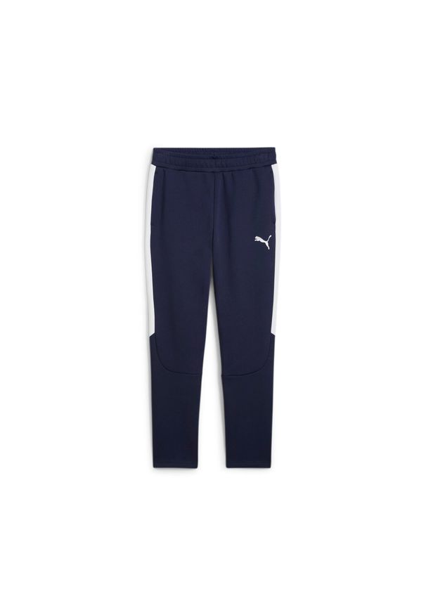 Spodnie dresowe Puma Team Evostripe. Kolor: niebieski. Materiał: dresówka. Sport: piłka nożna