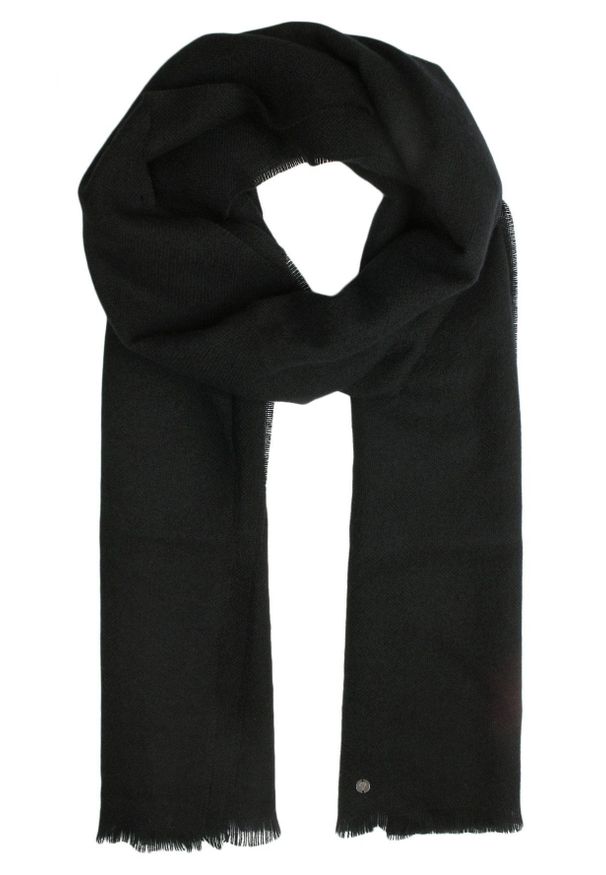 Szalik z Kaszmiru, Czarny Jednokolorowy, Delikatny, Miękki, Ciepły -V. Fraas. Kolor: czarny. Materiał: kaszmir. Sezon: lato. Styl: elegancki