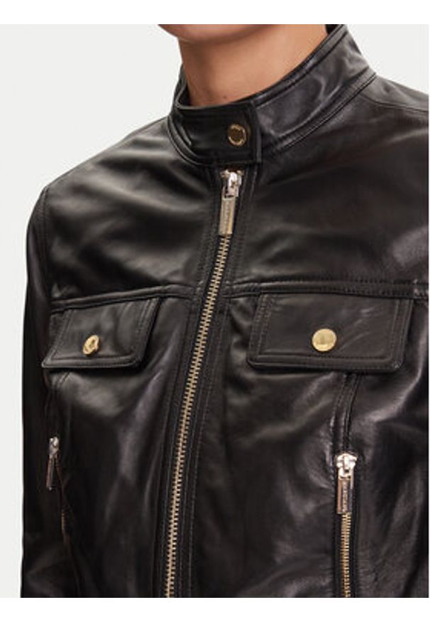 Marciano Guess Kurtka skórzana 5YGL09 7345A Czarny Regular Fit. Kolor: czarny. Materiał: skóra