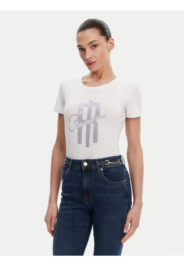 Fracomina T-Shirt FP25ST3002J449N5 Biały Slim Fit. Kolor: biały. Materiał: bawełna