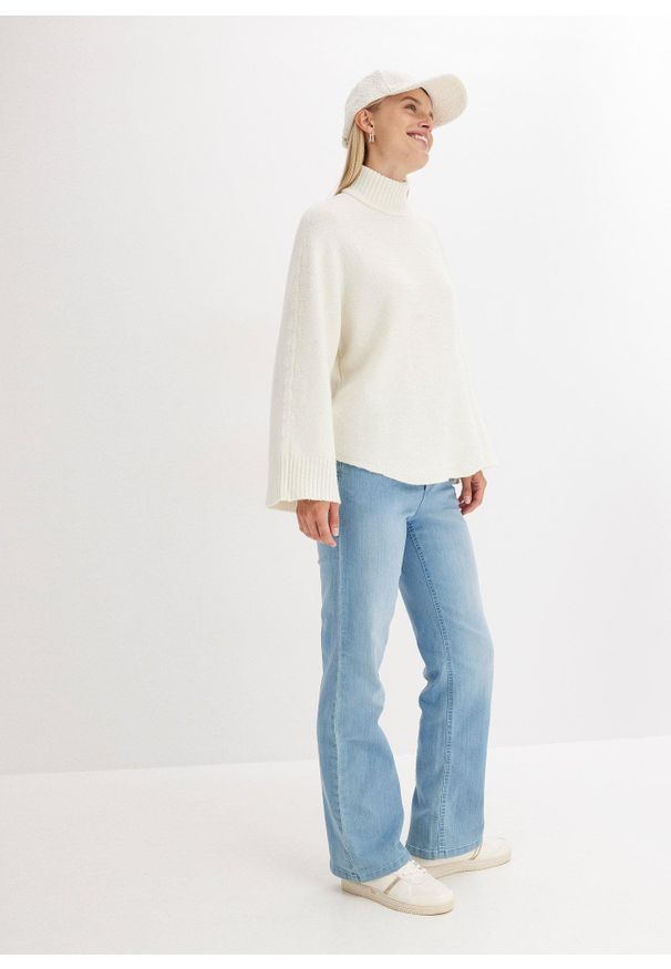 bonprix - Jeansy ze stretchem, high waist, straight. Stan: podwyższony. Kolor: niebieski