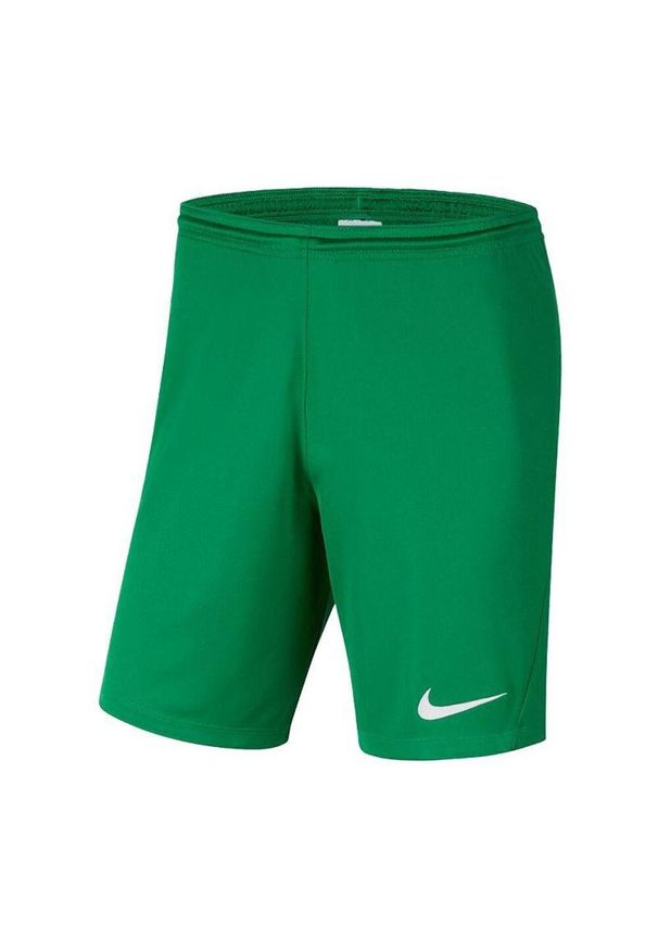 Nike - Dziecięce/niemowlęce Spodenki Z Dzianiny Dry Park III. Kolor: zielony. Materiał: dzianina. Styl: sportowy. Sport: turystyka piesza