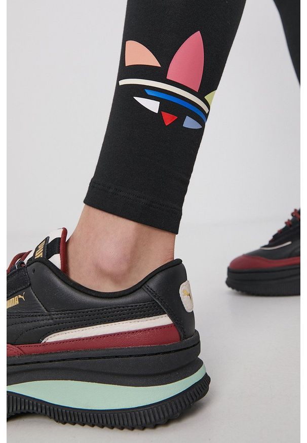 adidas Originals Legginsy H22850 damskie kolor czarny z nadrukiem. Stan: podwyższony. Kolor: czarny. Materiał: bawełna, dzianina. Wzór: nadruk